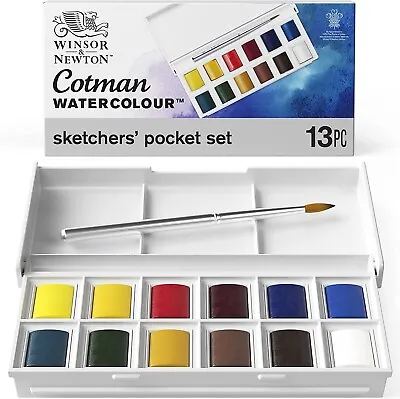 £9.50 • Buy Winsor And Newton Cotman Watercolour Set Sketchers Pocket Box 13 Half Pans-NEW