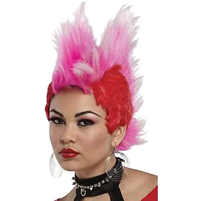 $17.85 • Buy Double Mohawk Wig -  Red/Hot Pink -  Costume Accessory - One Size