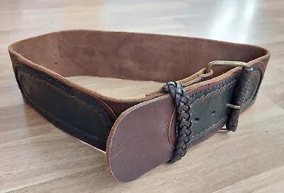 Allsaints Spitalfields Vintage Wide Brown Leather Belt Small Good Used Condition • £29