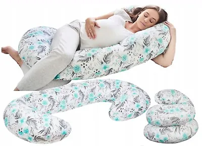 £24.99 • Buy Pregnancy Pillow+cover Full Body Maternity Nursing Large C Shape Mint Flowers