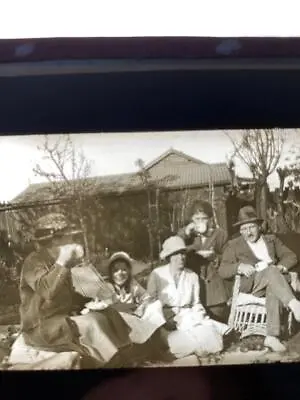 MAGIC LANTERN SLIDE C1910s ENJOYING CUP OF TEA IN THE GARDEN • $3.02