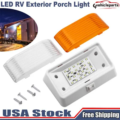 $12.19 • Buy 12V Light Fixture LED RV Exterior Porch Utility Light W/ Switch Clear/Amber Lens