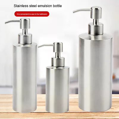 304 Stainless Steel Bathroom Sink Hand Pump Washing Up Liquid Soap Dispenser • £9.19