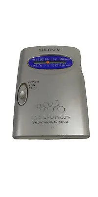 Sony Walkman SRF-59 Silver Blue FM/AM Personal Stereo Radio Vintage SPARE/REPAIR • £1.99