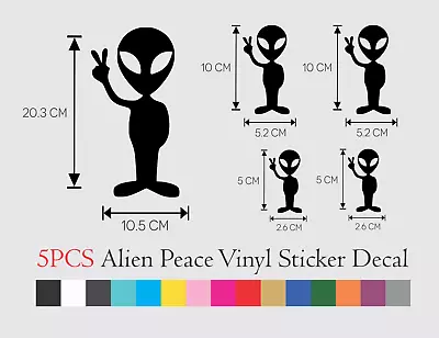 5 PCS Cool Peace Alien Sticker Vinyl Decal - UFO Space Peace Car Window Bumper • $12.99