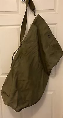 Vintage 1944 WW2 US Army OD Green Canvas Duffel Sea Bag Barracks Stencil Twill • $54.99