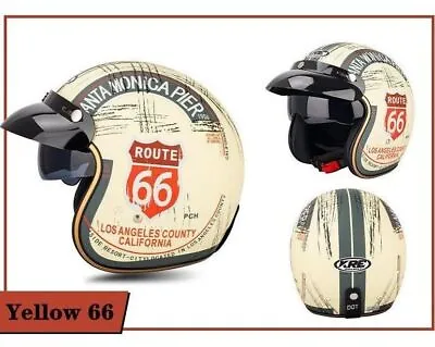 Route 66 Vintage Motorcycle Helmet Open Face American Retro • $140.79