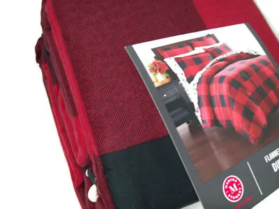 Martha Stewart Red Buffalo Check Plaid Flannel Cotton Full Queen Duvet Cover New • $119.99