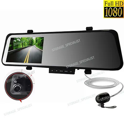 $79.95 • Buy Dash Camera Rear View Mirror Dual Cam Reversing Parking 1080P In Car Security