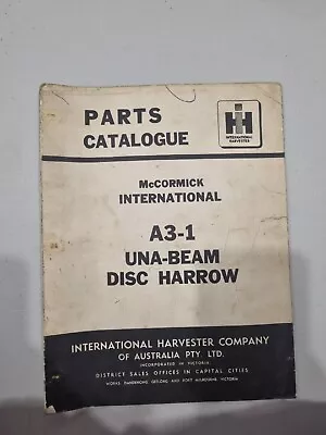 Parts Catalogue McCormick International A3-1 Una-beam Disc Harrow Farming • $21