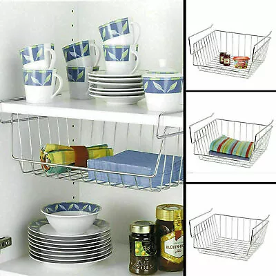 Under Shelf Storage Basket Large Rack Heavy Duty Kitchen Home Cupboard Insert UK • £13.71