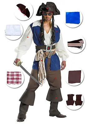 Mens Pirates Halloween Costume Captain Cosplay Adult Fancy Dress Full Set Outfit • $48.99
