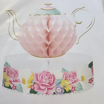 Pink Vintage Style Paper Teapot Honeycomb Centrerpiece Party Decor With Base 9in • $5.99