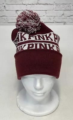 Victoria's Secret PINK Maroon And White Beanie With Pompom • $14.04