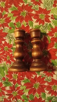 Vintage Mid-century Modern Miniature Wooden Candlesticks Pair • $16.95