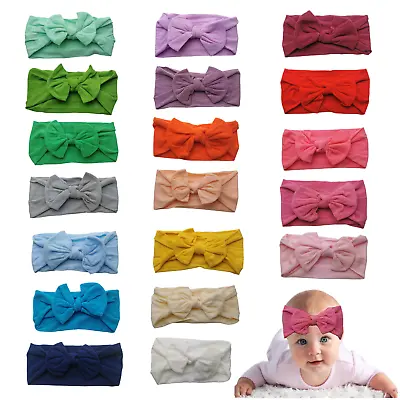 Baby Rabbit Headband Nylon Elastic Bowknot Hair Band Girls Bow-knot Newborn Bow • £2.49