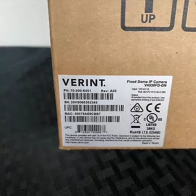 NEW Verint V4530FD-DN Dome IP WDR Camera 70-300-6451 • $85