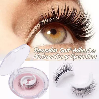 $3.95 • Buy 2-10pcs Reusable Self-Adhesive Eyelashes Natural Multiple Glue Free Eyelashes