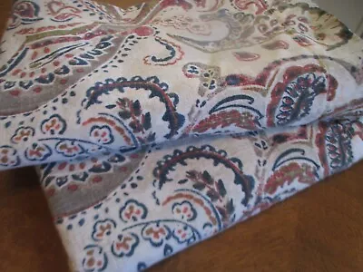 NICOLE MILLER 3pc Cotton Cream Blue Red Paisley Floral Duvet Set Full 84x95 • $48