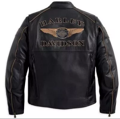 Harley Davidson Jacket 110th Anniversary Motorcycle Leather Biker Jacket Men • $129