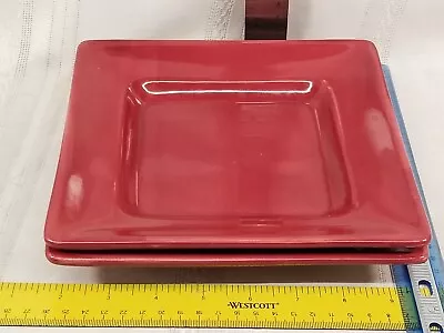 HD DESIGNS (2) Square Salad Plates 8  CHERRY RED • $30.78