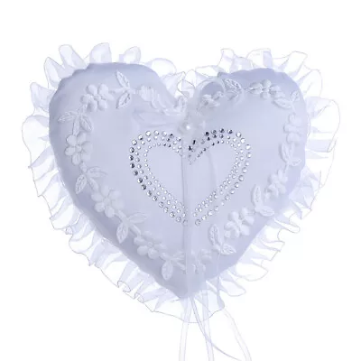 £7.56 • Buy Wedding Ring Pillow Cushion Heart Shape Lace Elegant Delicate Ring Bearer Pillow