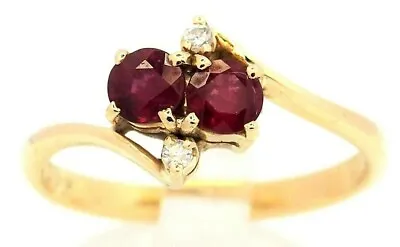 Ruby & Diamond Women's Ring 14ct Yellow Gold Fine Wedding Jewellery Band Size N • $262.65
