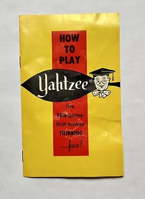 Vintage 1956 1961 1967 Yahtzee Board Game Instructions Booklet Only Replacement • $6.99