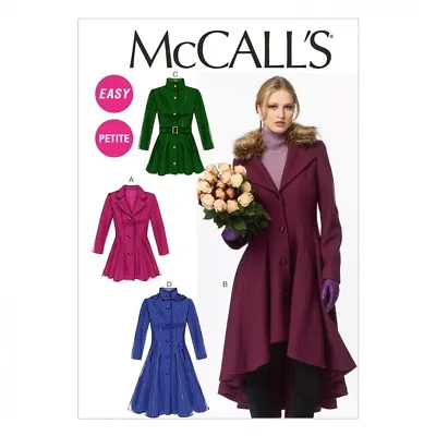 £15.49 • Buy Free UK P&P - McCalls Ladies Easy Sewing Pattern 6800 Lined Coats, Belt ...