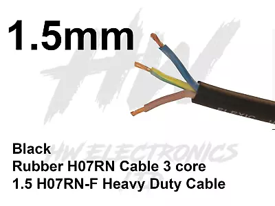 Rubber Cable 3 Core 1.5 H07RN-F Heavy Duty Pond Outdoor Site Lead • £33.99