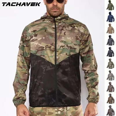 Army Mens Lightweight Jacket Military Quick Dry Combat Hiking Casual Coat Hooded • $22.99