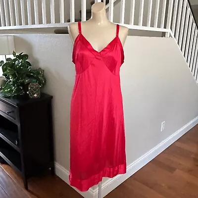 Vintage Velrose Red Pinup Full Slip Silky Antron Nylon Size 38 • $19.99