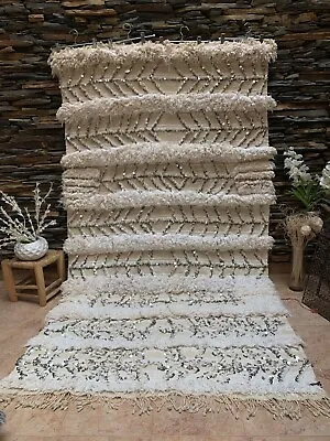 Moroccan Vintage Handira Wedding Blanket Handmade Berber Sequins Rug 03YS00168 • $1299.95