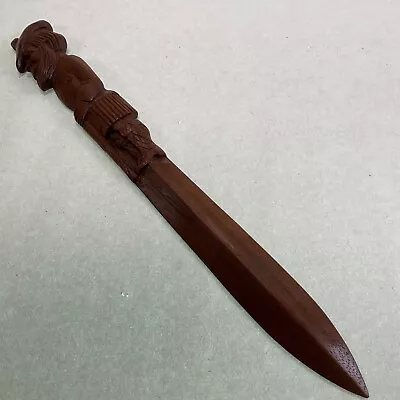 Hand Carved Wood Figural Letter Opener Vintage • $19.99