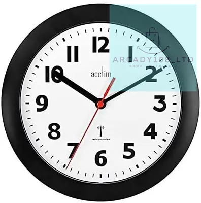 Acctim 74313 Parona Black Radio Controlled Wall Clock • £21.74