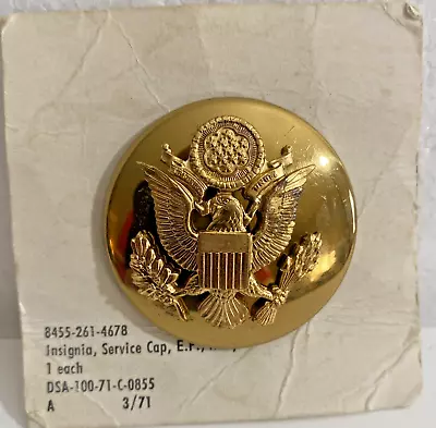 Vintage US Army Vietman Era Military Insignia EP Gold Plated Service Cap 1971 • $11.99