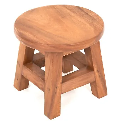 Rustic Plain Solid Wooden Milking Stool Side Table Plant Stand Step FU-622 • £21.50