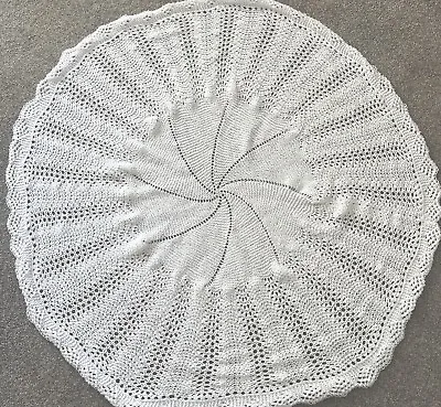 Hand Knitted 4ply White Baby Shawl.    Longer Length. 19 Patterns Instead Of 16 • £30