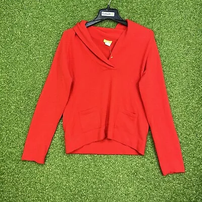 J. CREW DIVINA 100% CASHMERE SWEATER Red LONG SLEEVE V-NECK Large • $17.99