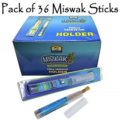 Al Khair Miswak Siwak Peelu Fresh Natural Toothbrush +Pen Holder Case Pack Of 36 • £27.99