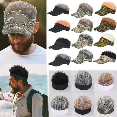 Golf Baseball Hat With Fake Hair Cap Men Sun Visor Toupee Hats Spiky Wig Hat • $9.33