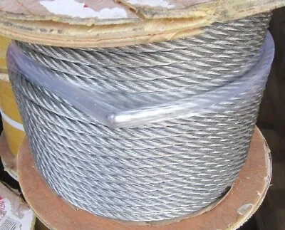 Koch Galvanized Wire Rope Aircraft Cable 3/8  7x19  25 50 100 Ft Choose 2880 Lb • $31.95