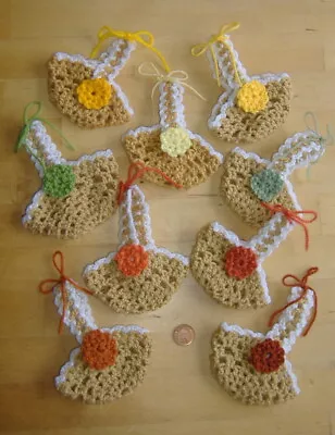 Handmade Crocheted Easter Gift Baskets Favours - Sand - Choose Colour • £2.45