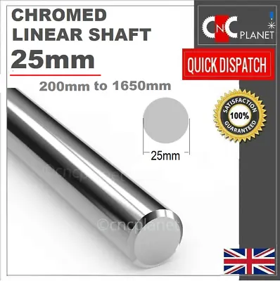 25mm Shaft Smooth Chromed Steel Linear Round Bar Rail Slide Rod Bearing CNC UK • £29.99