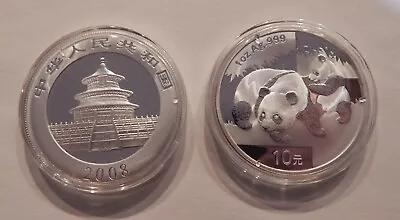 2008 1 Oz .999 FIne Silver 10 Yuan Chinese Silver Panda Coin BU In Capsule • $49.95