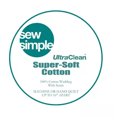 Sew Simple Super-Soft 100% Cotton Wadding 90 Inches (220cms) Quilts Patchwork • £8.99