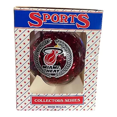 VTG New 90s NBA Miami Heat Christmas Glass Ornament Sports Collectors Series NIB • $15.29