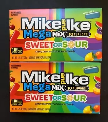 Mike And Ike Mega Mix SWEET OR SOUR Chewy Assorted Fruit Flavored Candy- 2 BOXES • $12.99