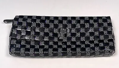 NAHUI OLLIN Womens 12 X5  Black/Purple Wrapper Envelope CLUTCH Handbag Purse EUC • $24.99