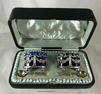 Edwardian Boxed Silver Salts Joseph Rodgers Sheffield 1911 AZX • $349.04